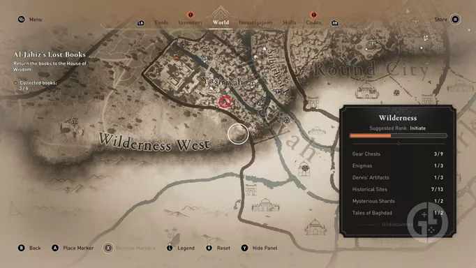 image of the Assassin's Creed Mirage 'A Challenge' Enigma map location