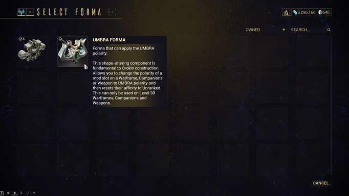 What Is Warframe Umbra Forma?