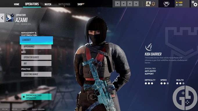 Image of Azami in Rainbow Six Siege with the Elite skin equipped