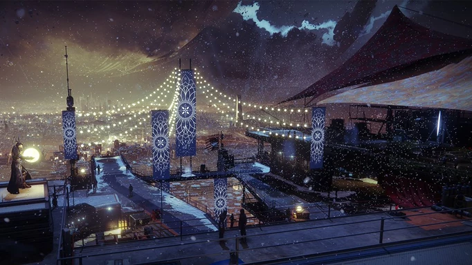 Destiny 2 Lunar New Year Emblem: The tower decorated for the new year