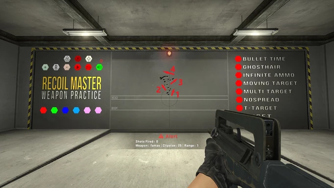 Image of the FAMAS spray pattern in CS:GO
