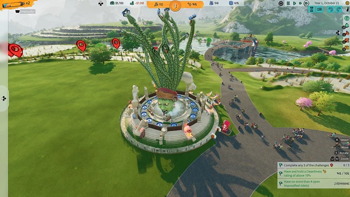 An impossified ride in Park Beyond showing a Medusa head
