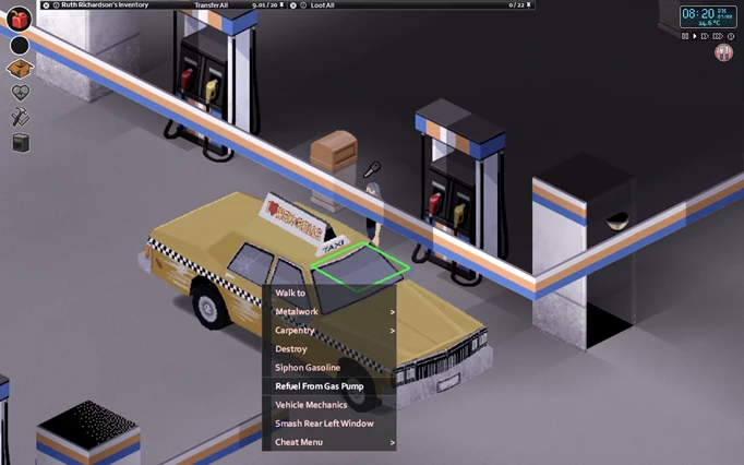 How to siphon gas in Project Zomboid fuel pump