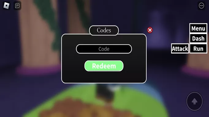 Code redeem screen in Underworld Realm