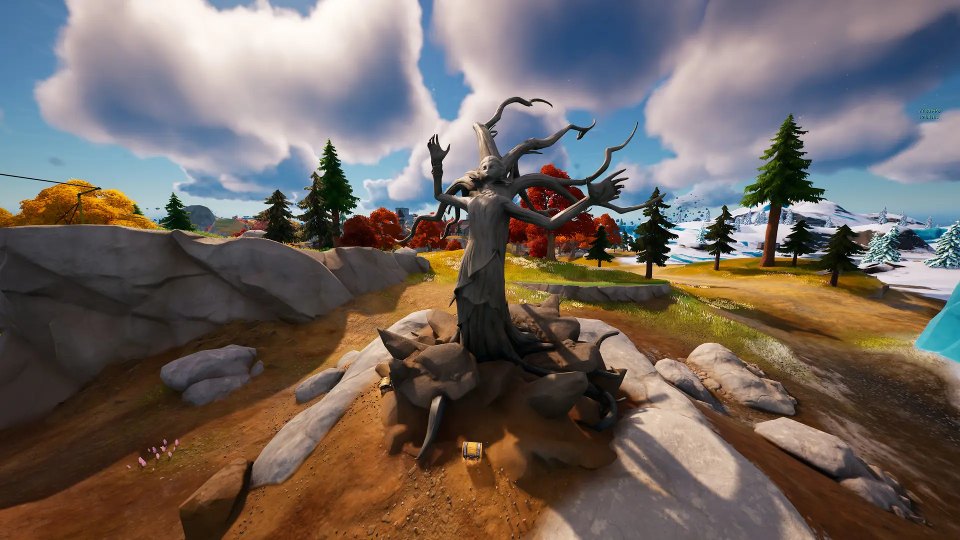This is the tree where the three seasons collide in Fortnite
