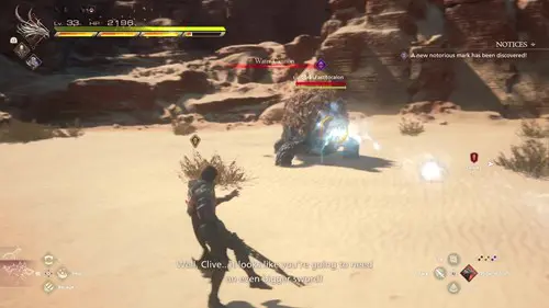 The Fastitocalon boss battle at the Final Fantasy 16 A Hill to Die On hunt location