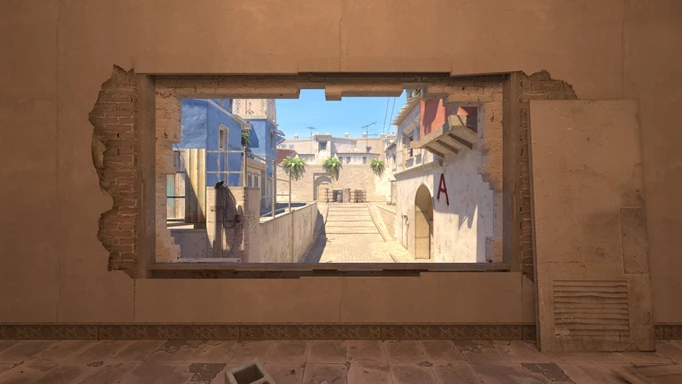 Image of the mid window on Mirage in Counter-Strike 2