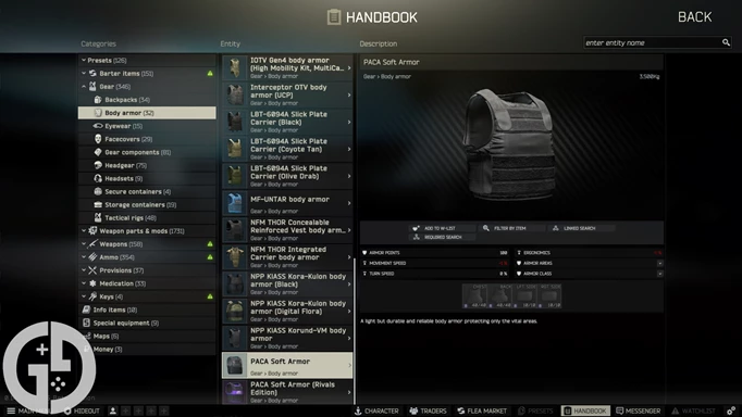 Image of the PACA armour in Escape from Tarkov