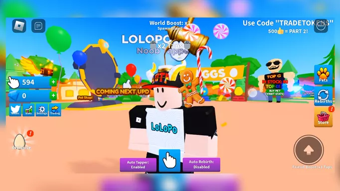Roblox Tapping Simulator codes for boosts