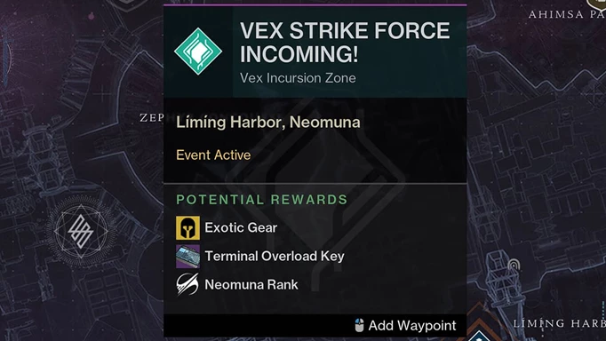 the Vex Strike Force event which provides new exotic armour in Destiny 2