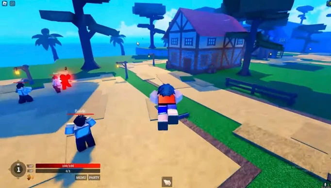 Image shows the player character jumping in Roblox Final Sea