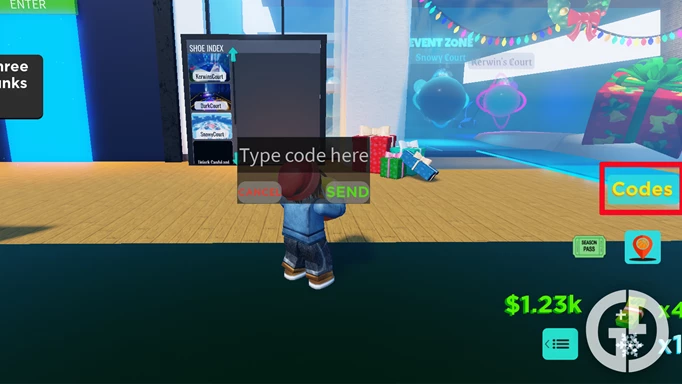 Entering codes in Dunking Simulator