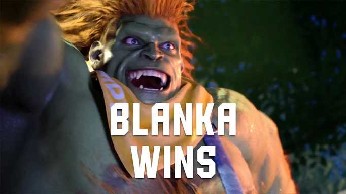 Blanka just after winning a fight in Street Fighter 6