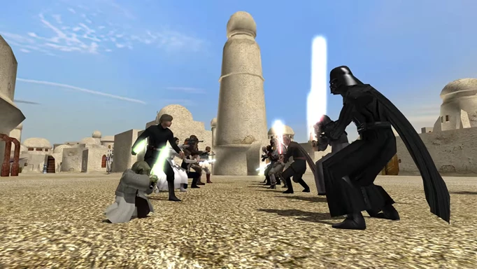 Heroes face off on Tatooine in the Star Wars Battlefront Classic Collection.