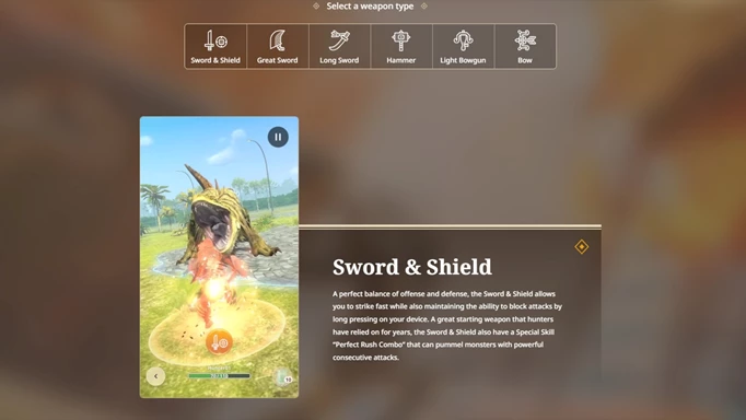 Image of the Monster Hunter Now weapons and Sword & Shield