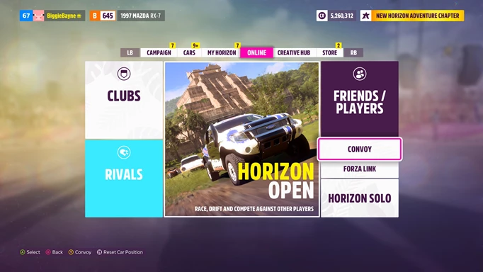 Forza Horizon 5 Split Screen isn't accessible through the menus.