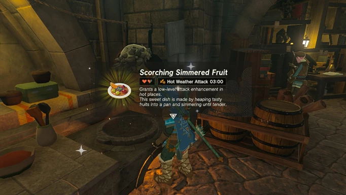 Cooking with Fire Fruit will create Scorching Simmered Fruit in Zelda Tears of the Kingdom