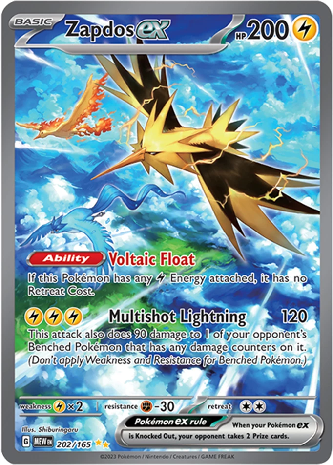 A Zapdos ex Special Illustration Rare card from Pokemon 151
