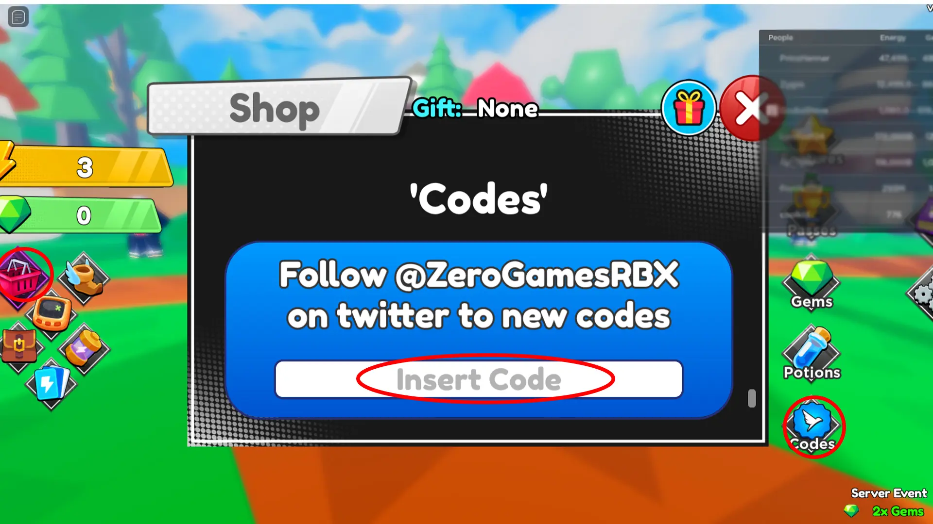 an image of the Anime Swords Simulator code redemption screen