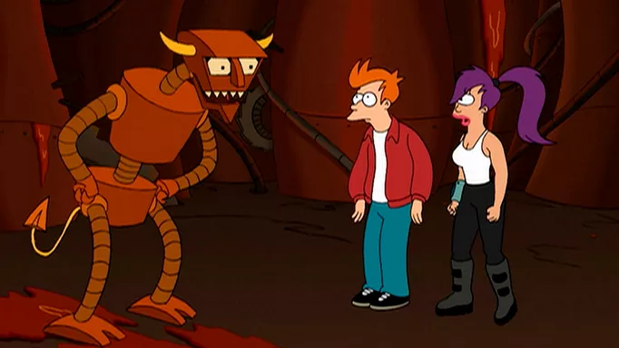 Futurama Robot Devil, Fry, Leela