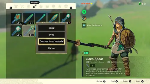 How to destroy fused material in Zelda Tears of the Kingdom
