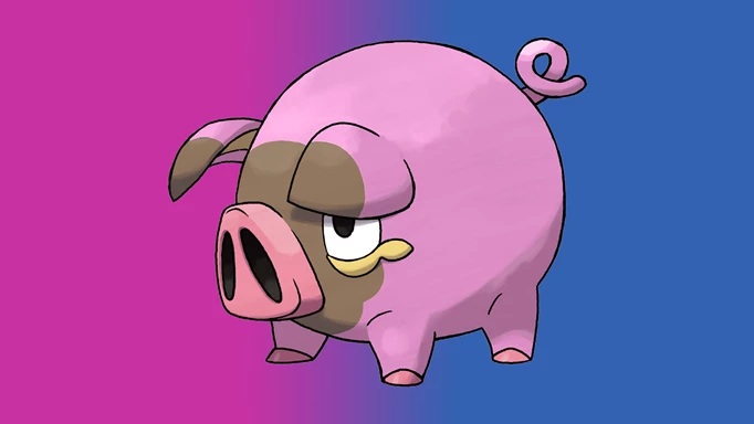 The official art for shiny Lechonk.