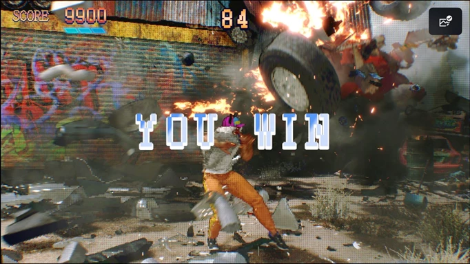 A victory screen for completing Scrap Heap in Street Fighter 6