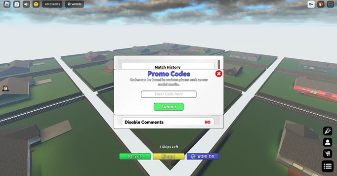 The code redemption screen in Neighbors for Roblox