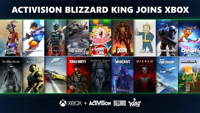 The graphic revealed by Xbox to announce the closure of their purchase of Activision Blizzard.