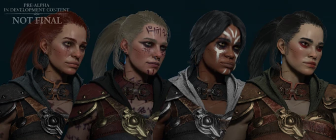 an image of some different character customisation presets in Diablo 4