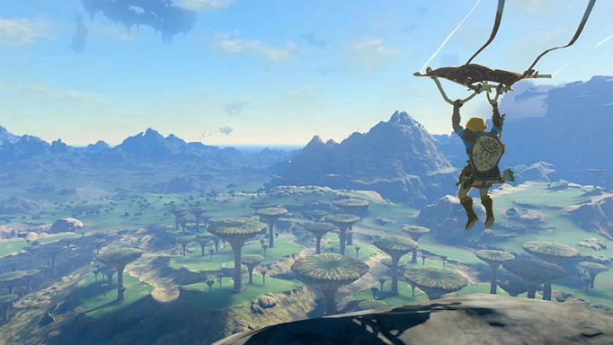 Key art of Link gliding in Zelda: Tears of the Kingdom