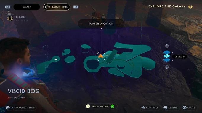 Map showing Glottsamcrab location, one of the Jedi: Survivor fish locations