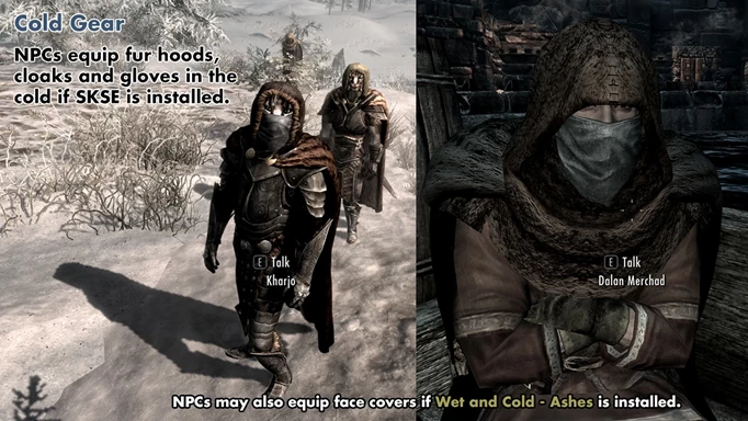 a promo image of the Wet and Cold mod, one of the best Skyrim mods