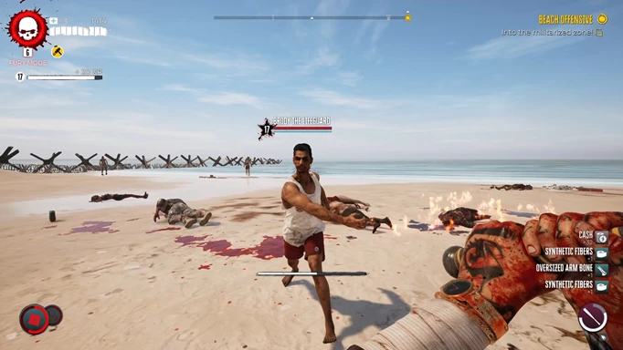 an image of Dead Island 2 gameplay showing the Brody the Lifeguard zombie