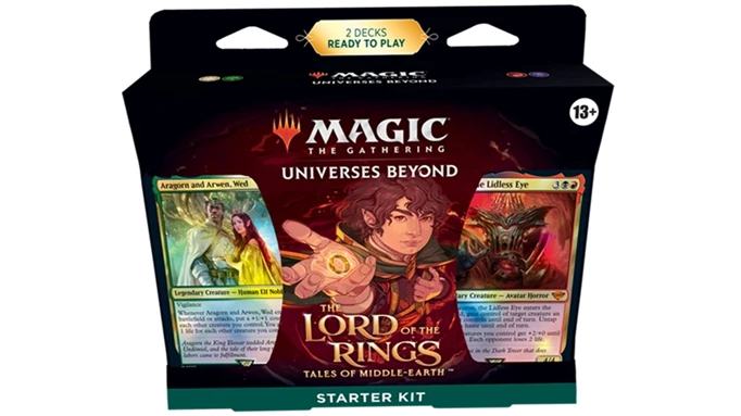 box art for the magic the gathering universes beyond lord of the rings starter kit