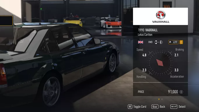 The Vauxhall Lotus Carlton, the fastest c-class car in Forza Motorsport