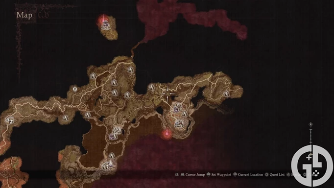 Map image of the Unmoored World in Dragon's Dogma 2