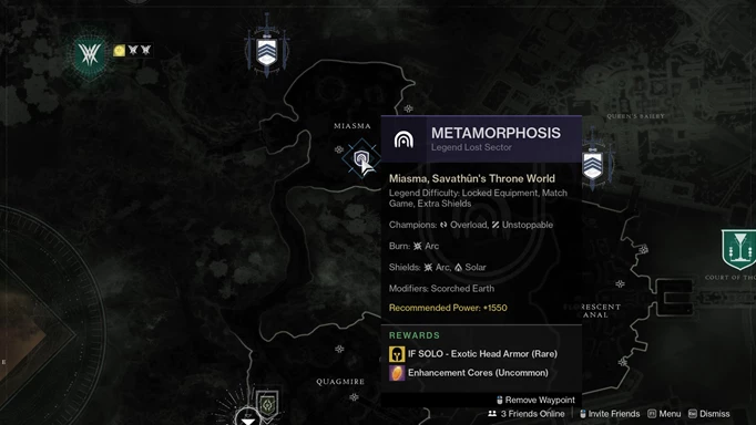 Destiny 2 Metamorphosis Lost Sector: location of the lost sector