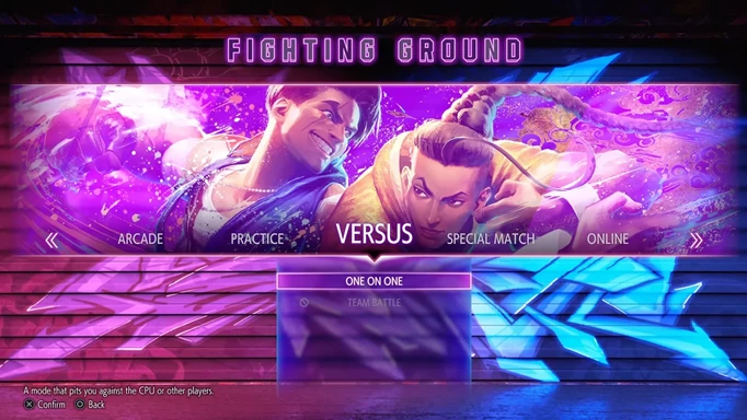 The Fighting Ground menu in Street Fighter 6