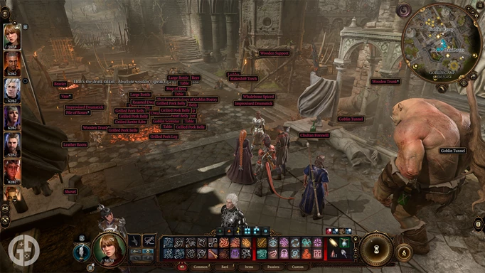 Screenshot of things in the world being highlighted in Baldur's Gate 3