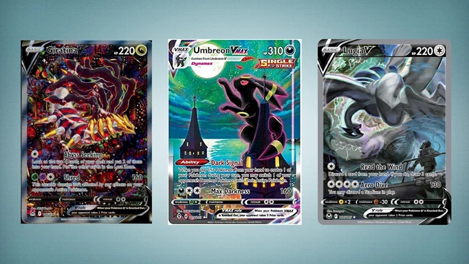 Expensive alternate art cards from Pokemon Sword and Shield.