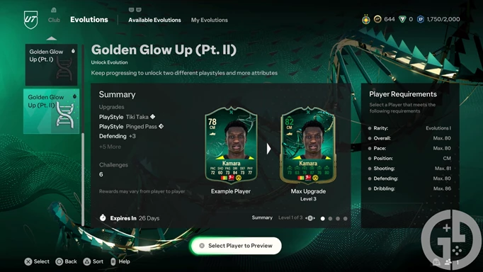 Image of the Golden Glow Up Part 2 Evolution in EA FC 24