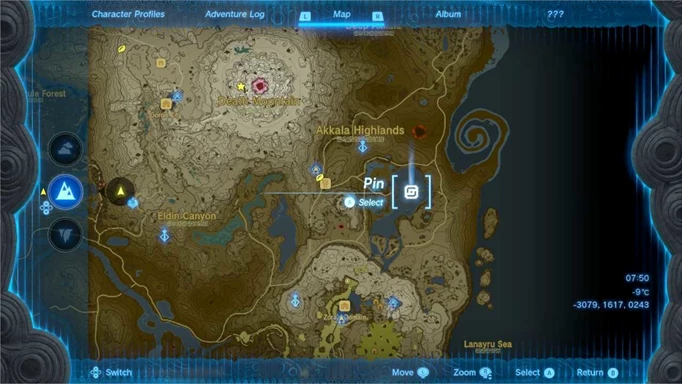 Screenshot of the Tarrey Town map location in Zelda: Tears of the Kingdom