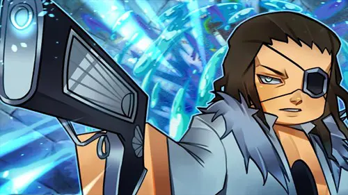 Key art from Project Mugetsu with a character holding a gun