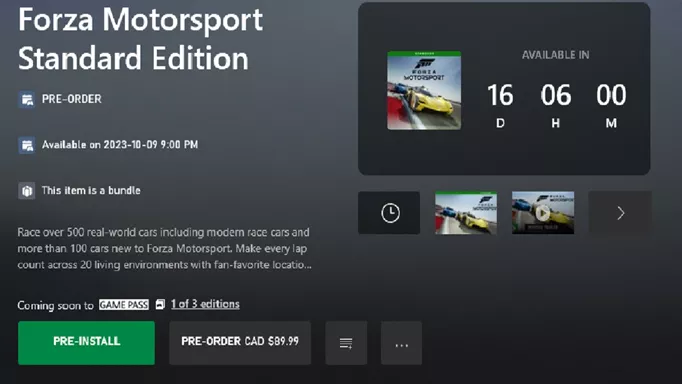 Forza Motorsport requires 132GB storage on Xbox Series X