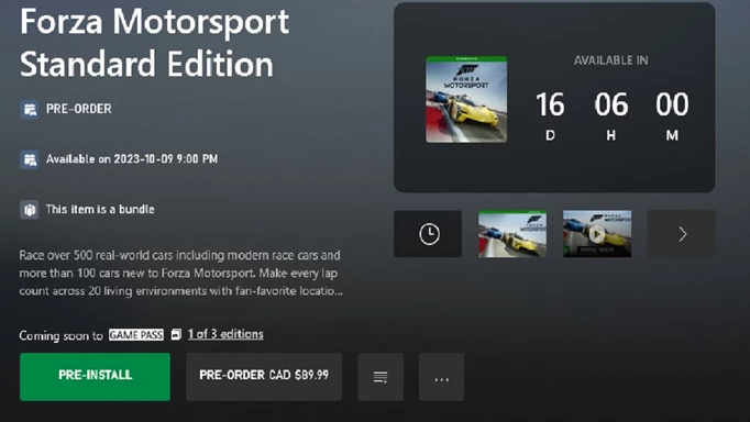 You can pre-install Forza Motorsport to your PC or console