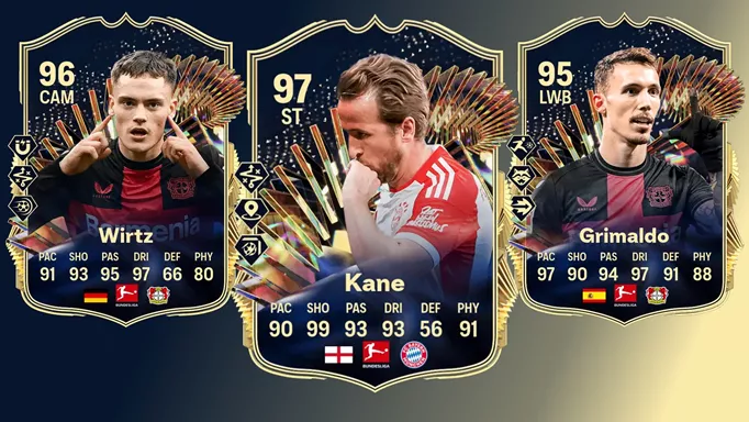 Image of TOTS Wirtz, Kane, and Grimaldo in EA FC 24