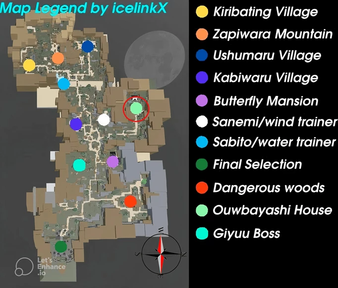 изображение карты сообщества Project Slayer, показывающее местоположение Yahaba