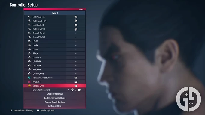 The Tekken 8 controller setup menu