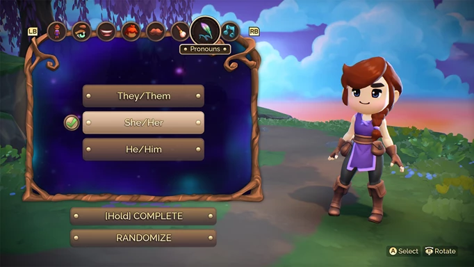 Fae Farm screenshot showing character creation